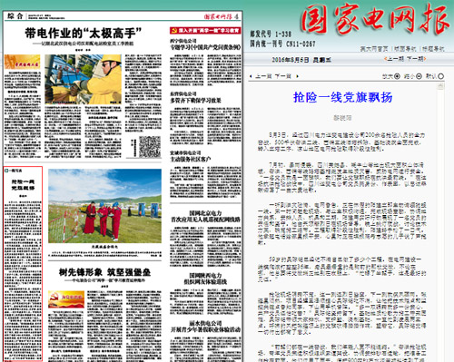 《国家电网报》:抢险一线党旗飘扬